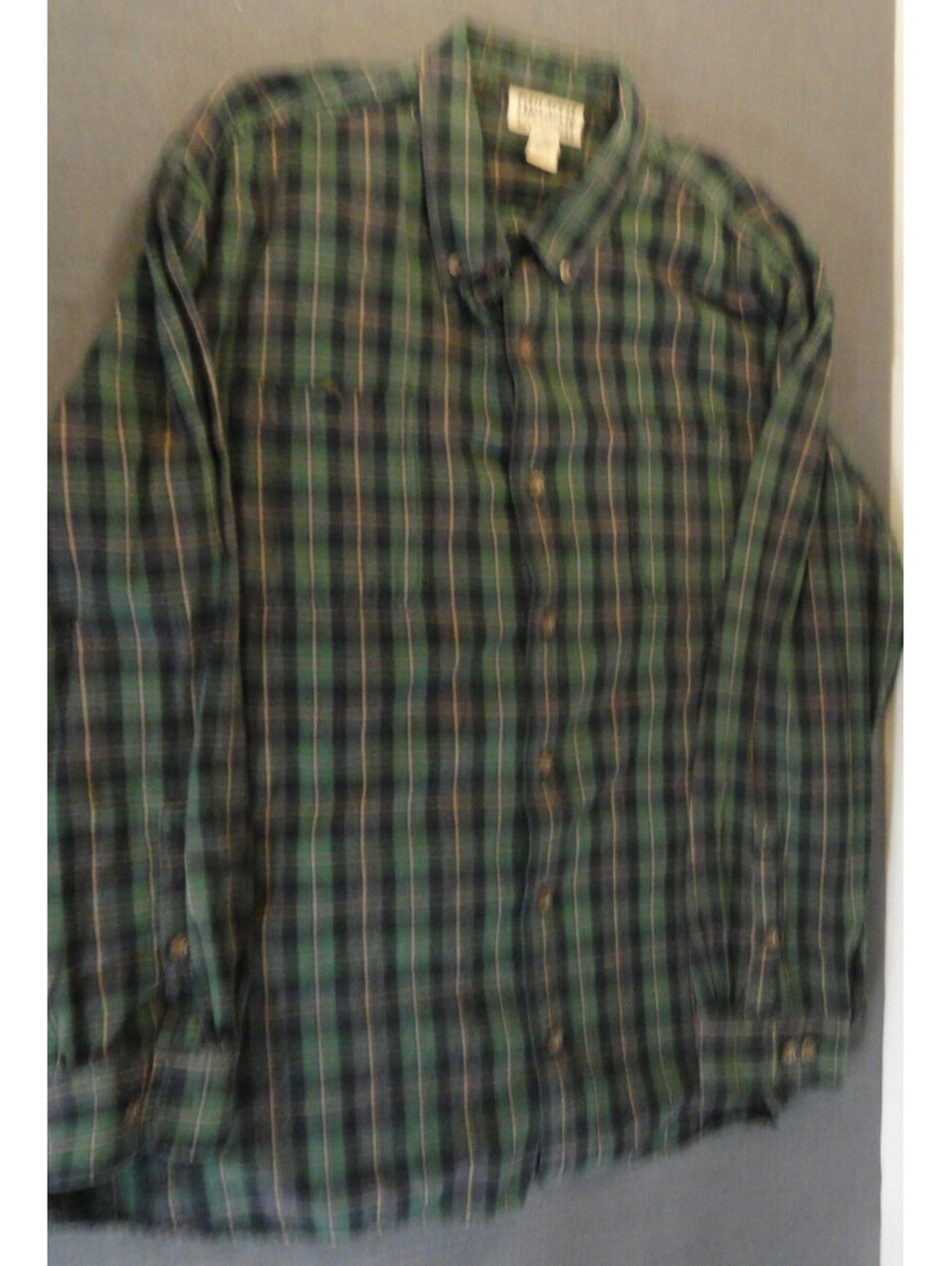 DESIGNER DULUTH TRADING 100% COTTON FLANNEL WARM GREEN PLAID SHIRT SIZE 3X-LARGE
